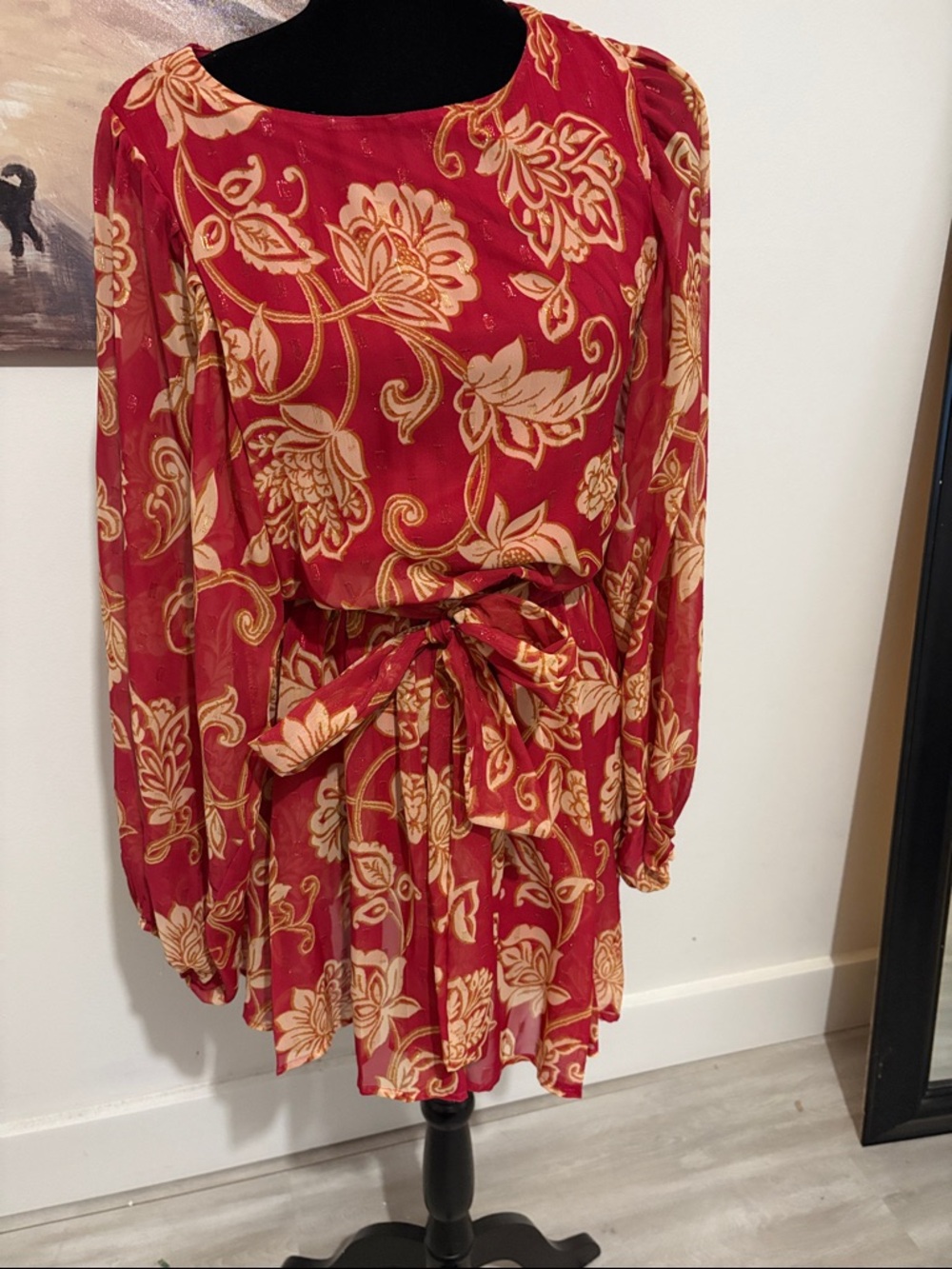 Flying Tomato Red and Cream Floral Mini Dress